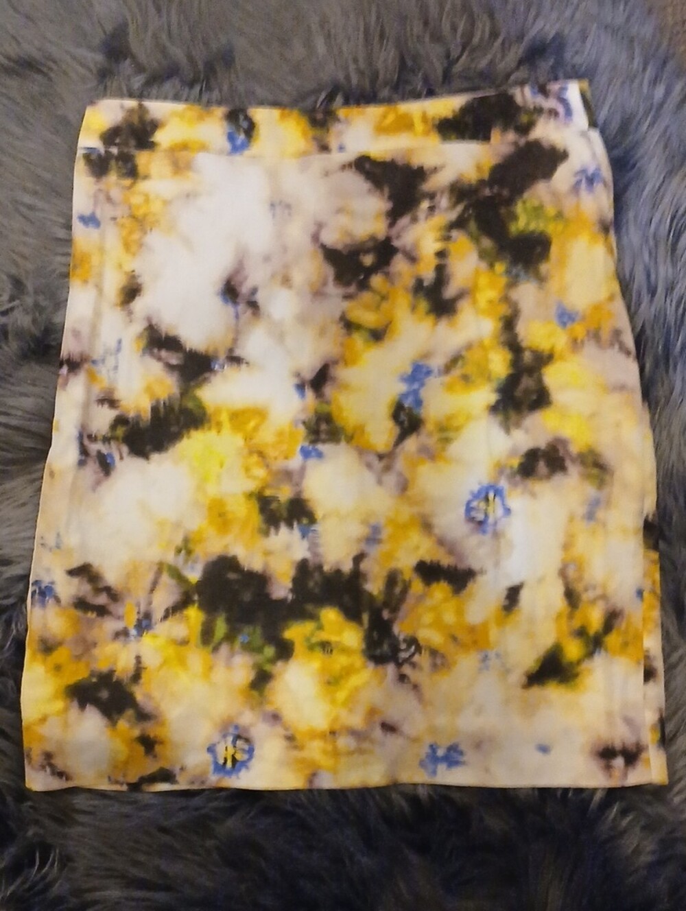 J. Crew Yellow, Blue and Black Silk/ Linen Blend Skirt